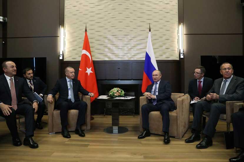 Turkish President Recep Tayyip Erdogan meets with Putin